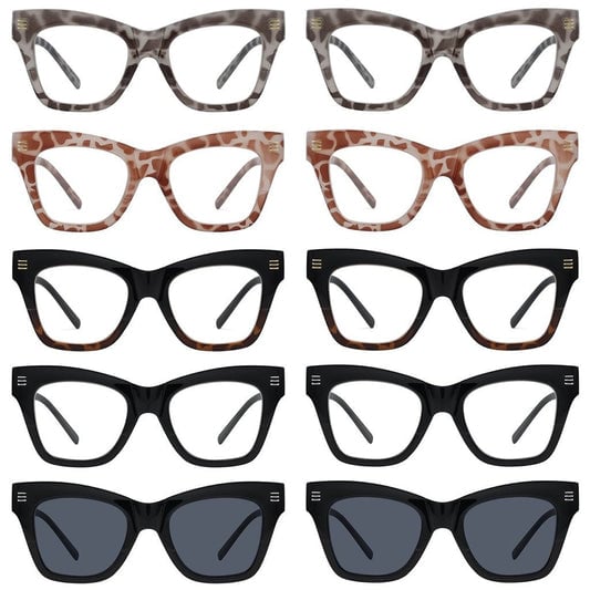10 Pack Fashionable Cat - eye Reading Glasses R2111eyekeeper.com
