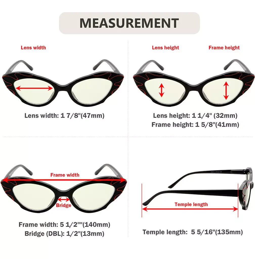 12 Pack Cat Eye Blue Light Blocking Reading Glasses UV2116eyekeeper.com
