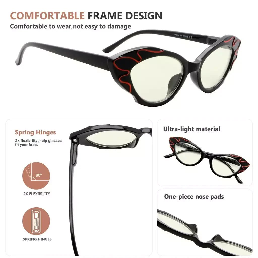 12 Pack Cat Eye Blue Light Blocking Reading Glasses UV2116eyekeeper.com