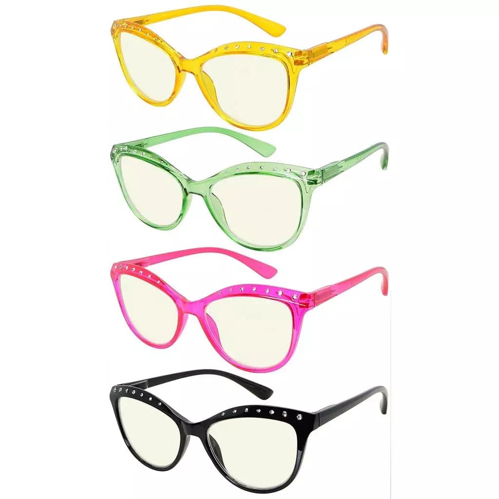 4 Pack Cat - eye Blue Light Filter Readers UVR2001eyekeeper.com
