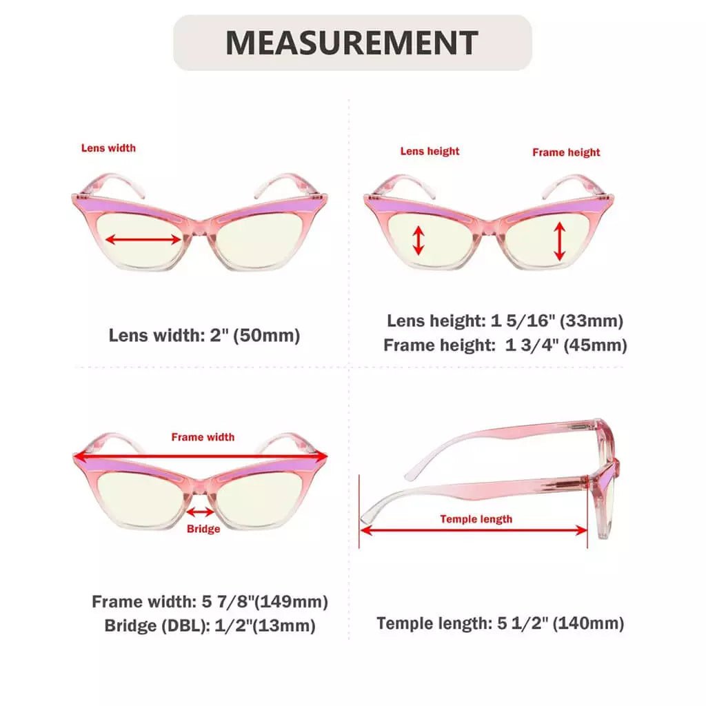 4 Pack Cat - eye Blue Light Filter Reading Glasses UV2132eyekeeper.com