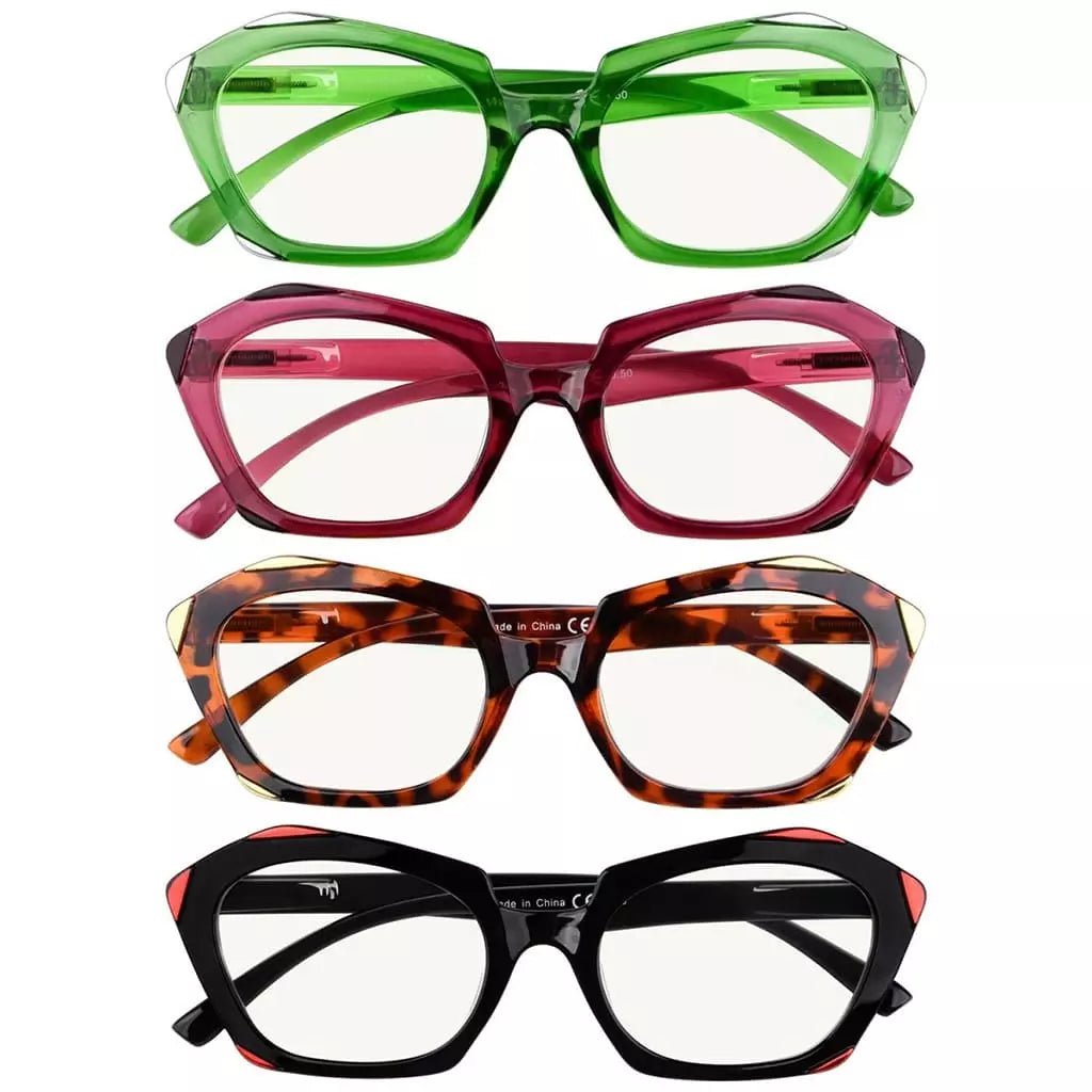 4 Pack Hexagon Progressive Multifocal Reading Glasses M2129eyekeeper.com