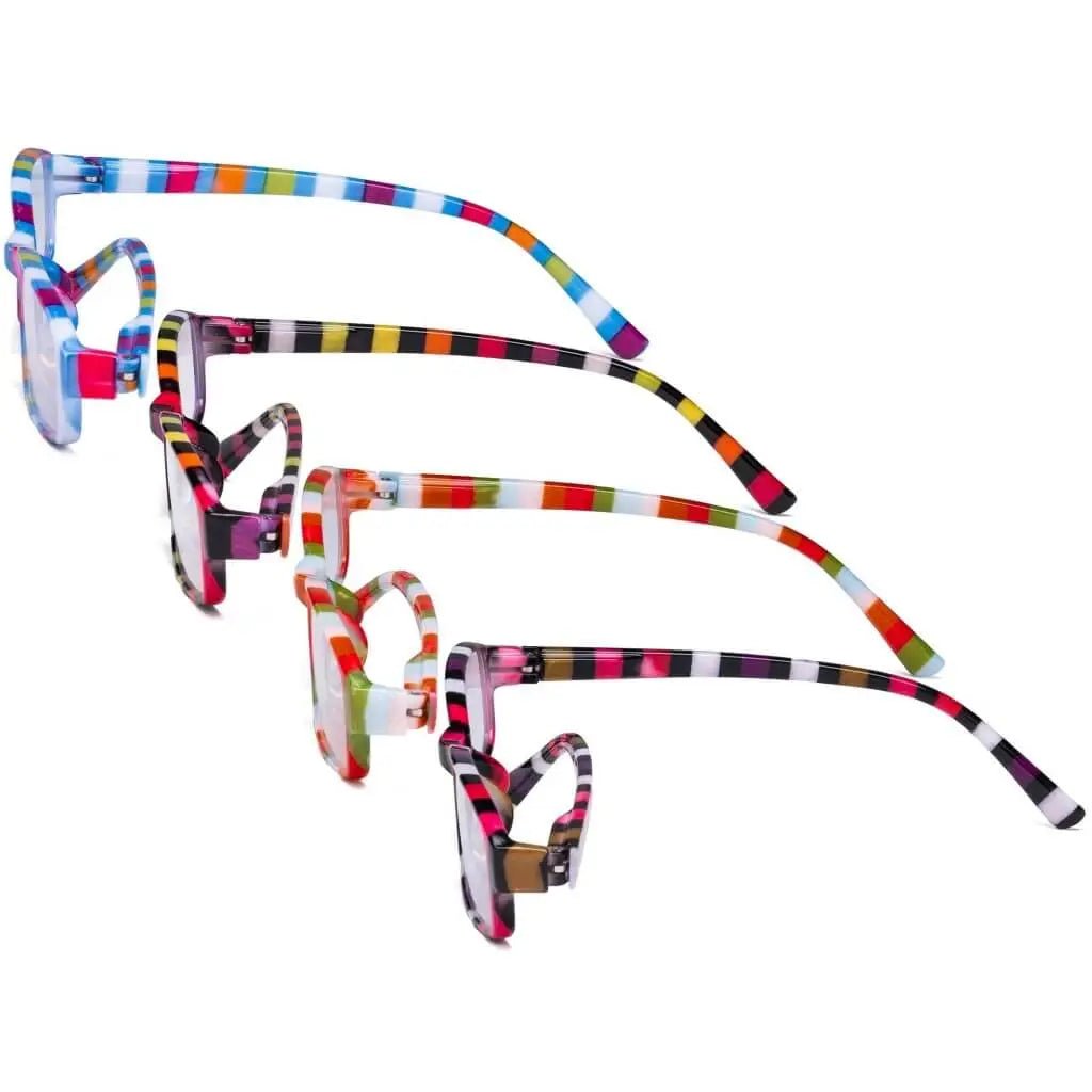 4 Pack Ladies Fashion Reading Glasses with Stripe Arms R908Seyekeeper.com
