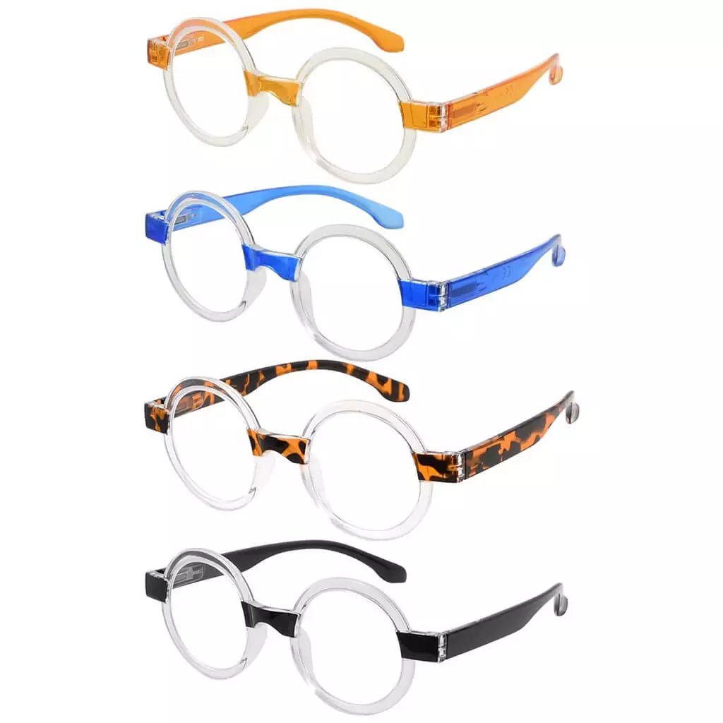 4 Pack Round Cute Reading Glasses Vintage Stylish Readers R2007Teyekeeper.com