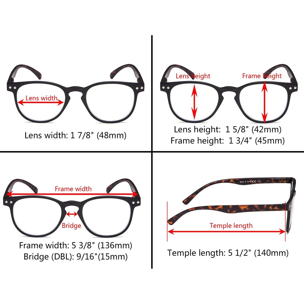4 Pack Round Reading Glasses R060eyekeeper.com