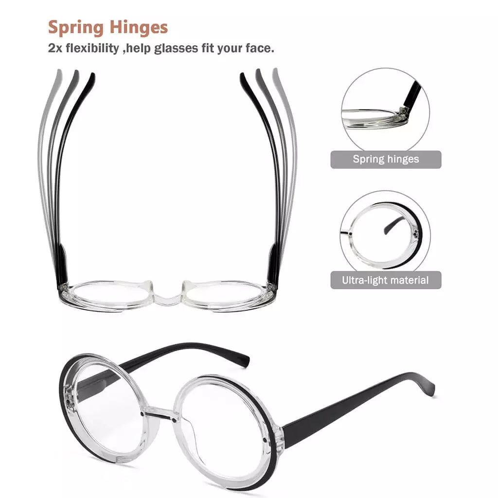 4 Pack Round Reading Glasses Stylish Readers R2005Neyekeeper.com