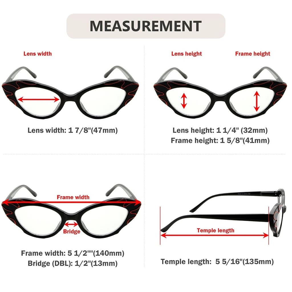 5 Pack Cat - eye Reading Glasses Stylish Readers R2116eyekeeper.com