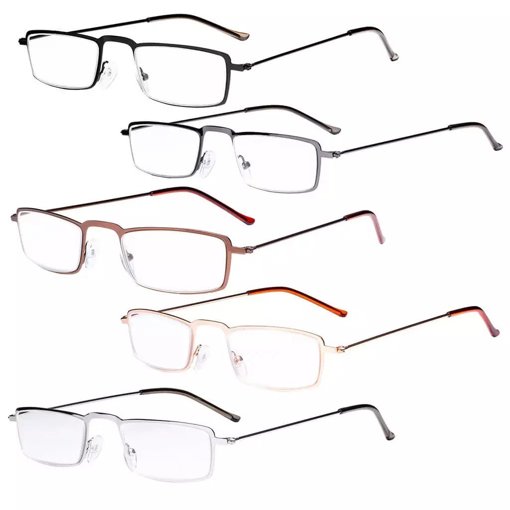 5 Pack Chic Rectangle Reading Glasses Stainless Steel R15004eyekeeper.com