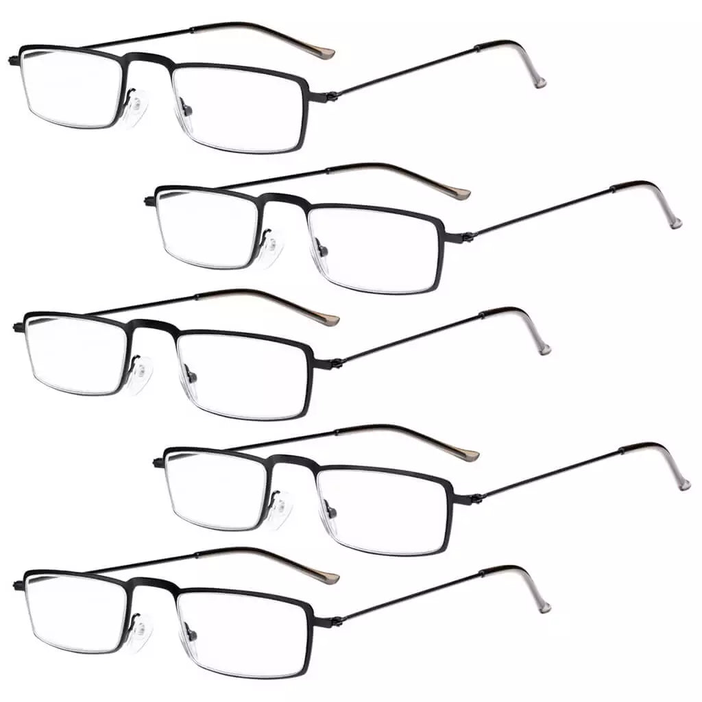 5 Pack Chic Rectangle Reading Glasses Stainless Steel R15004eyekeeper.com