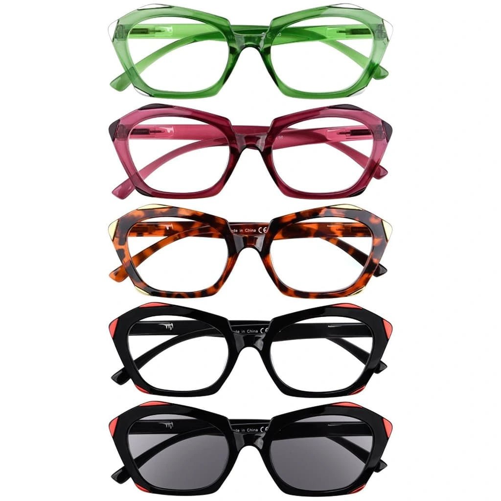 5 Pack Fashionable Reading Glasses Polygon Readers R2129eyekeeper.com