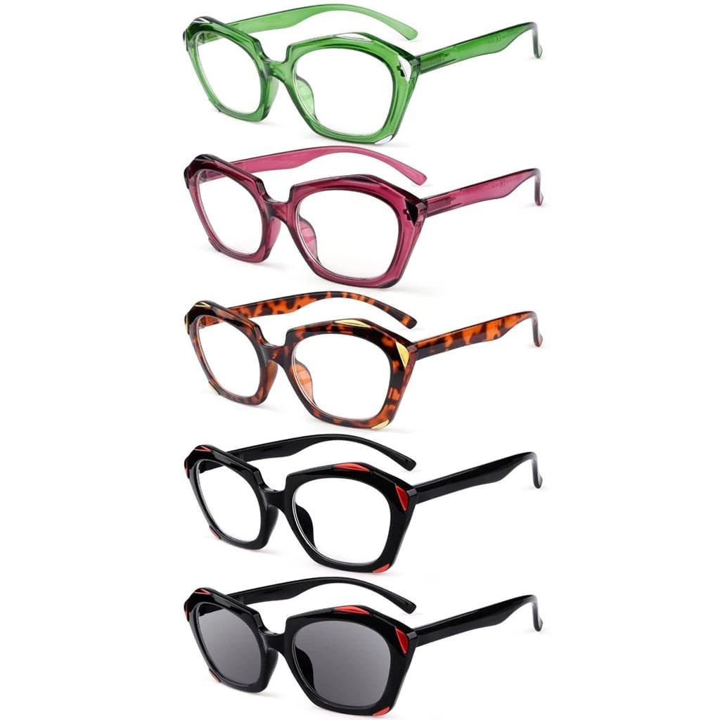 5 Pack Fashionable Reading Glasses Polygon Readers R2129eyekeeper.com