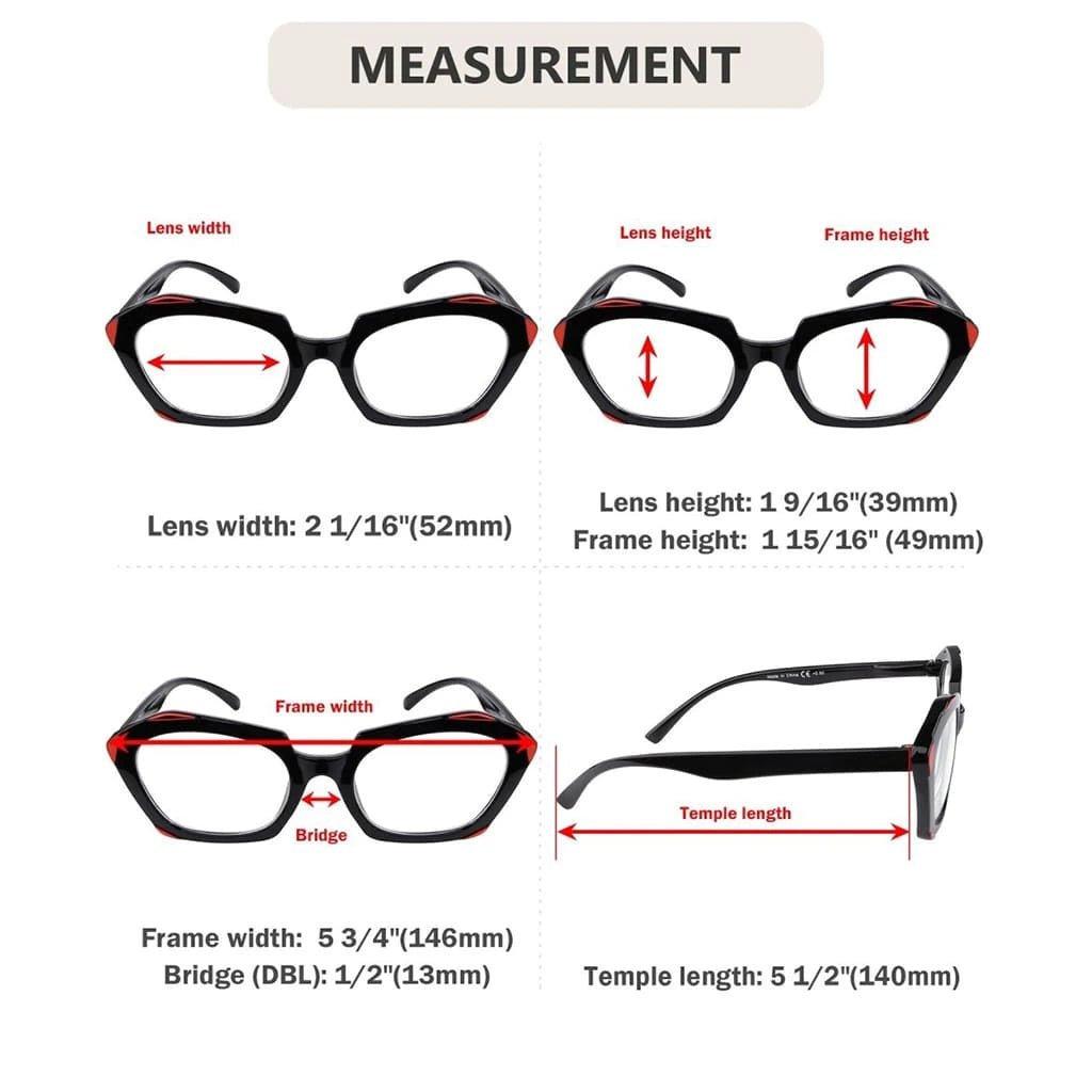 5 Pack Fashionable Reading Glasses Polygon Readers R2129eyekeeper.com