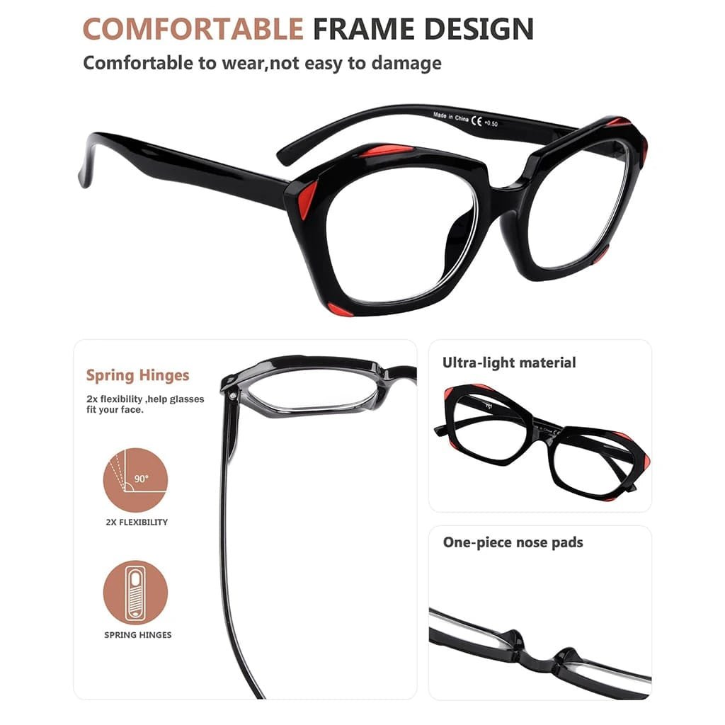 5 Pack Fashionable Reading Glasses Polygon Readers R2129eyekeeper.com