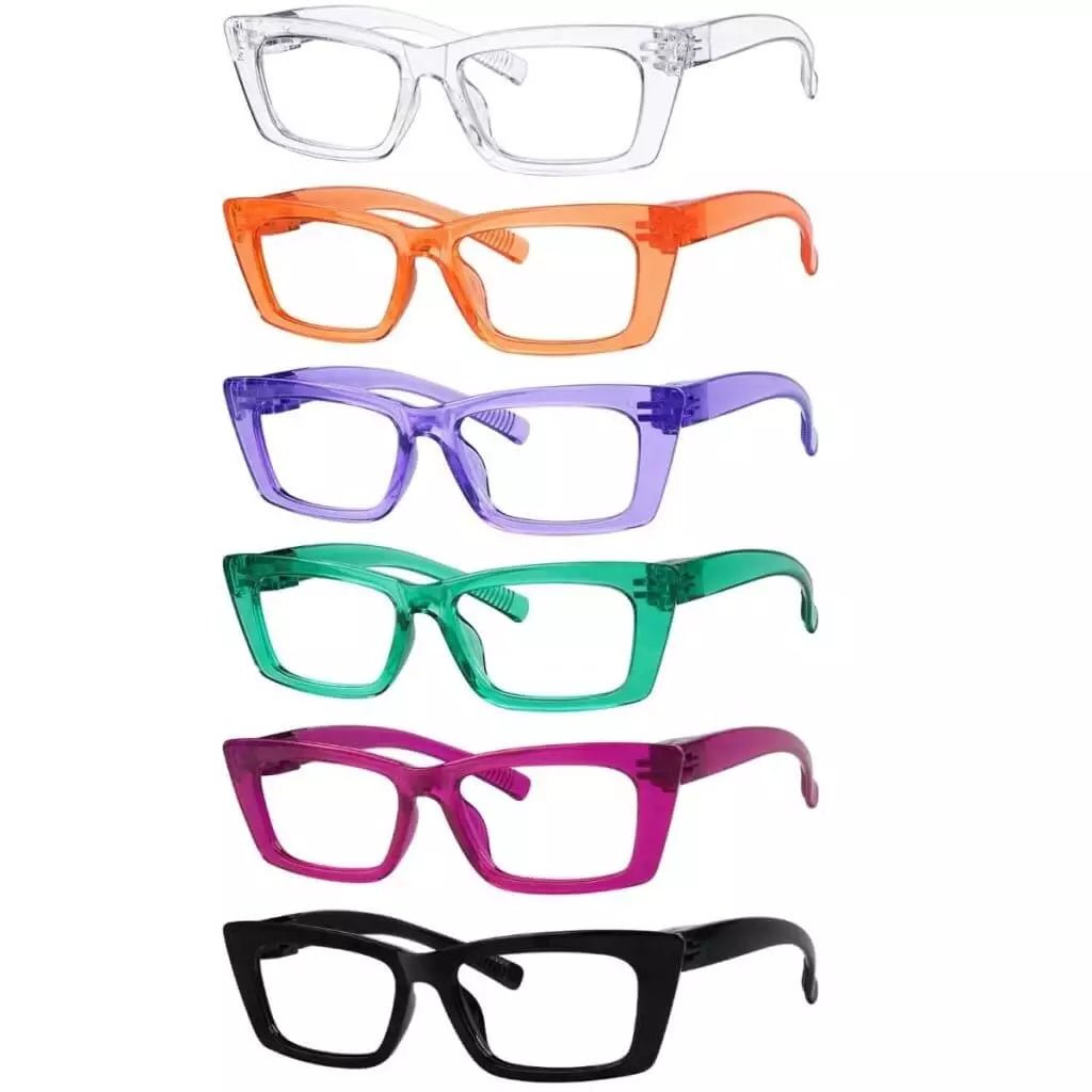 6 Pack Angular Cat - eye Screwless Metalless Reading Glasses R2501eyekeeper.com