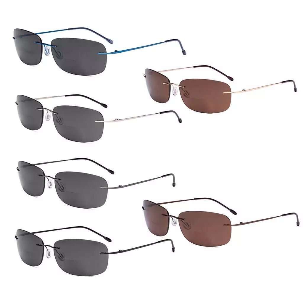 6 Pack Lightweight Rimless Bifocal Reading Sunglasses SGWK2eyekeeper.com