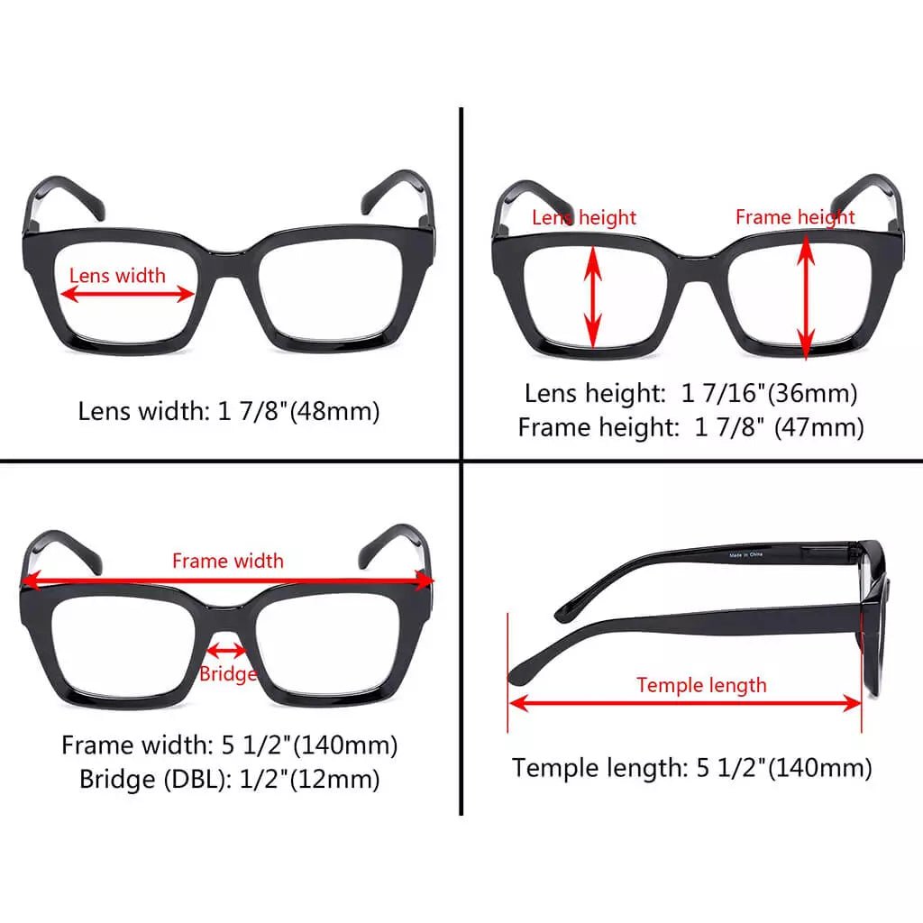 Fashion Square Design Reading Glasses Thicker Frame Readers R9106eyekeeper.com