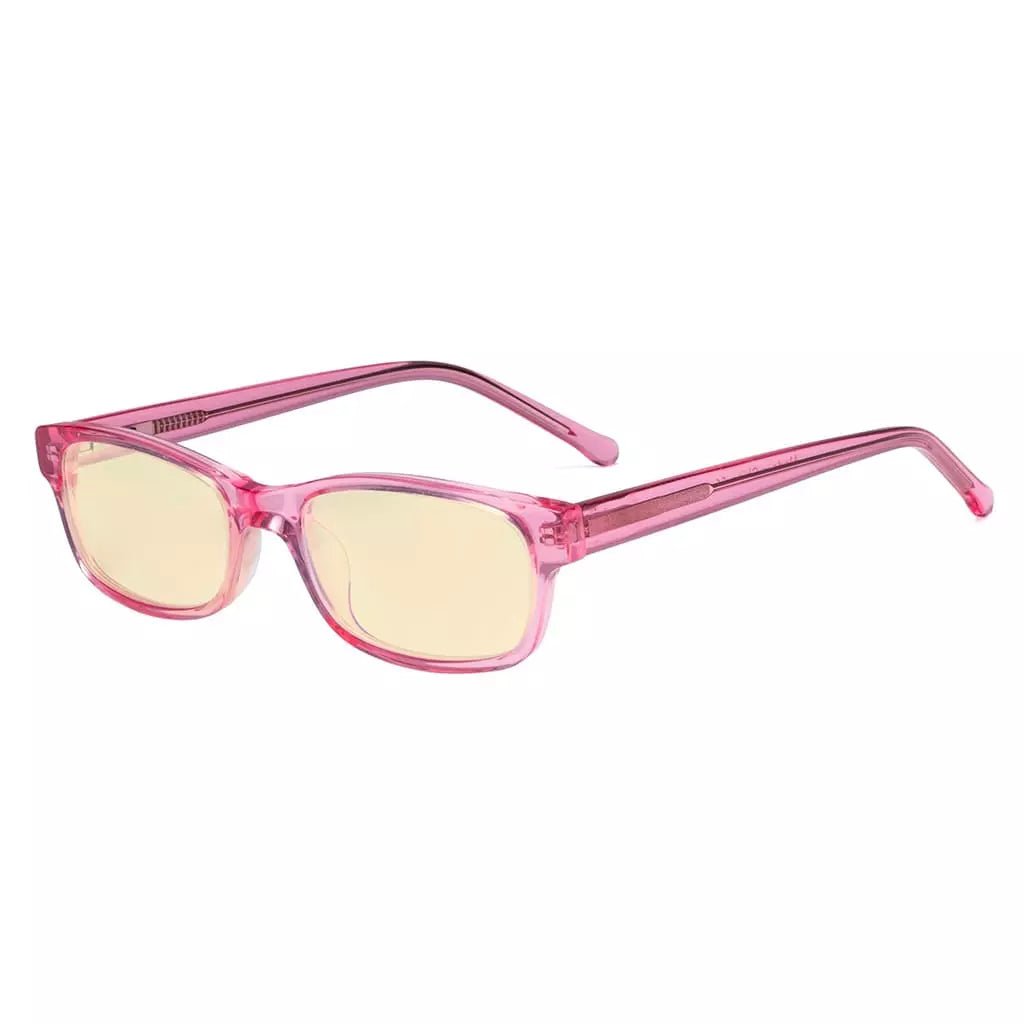 Pink Blue Light Glasses Chic Narrow for Kids K02 - BB60eyekeeper.com