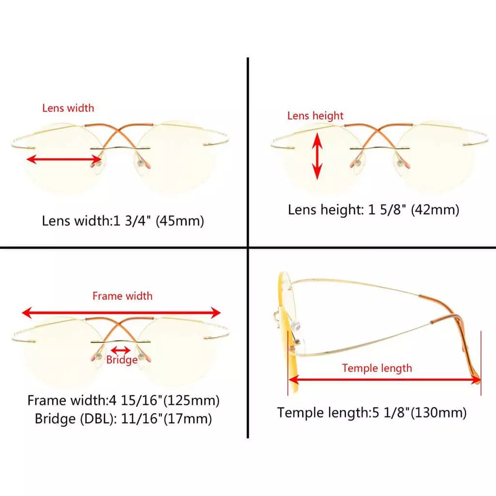 Titanium Rimless Round Reading Glasses Circle Readers R15026eyekeeper.com