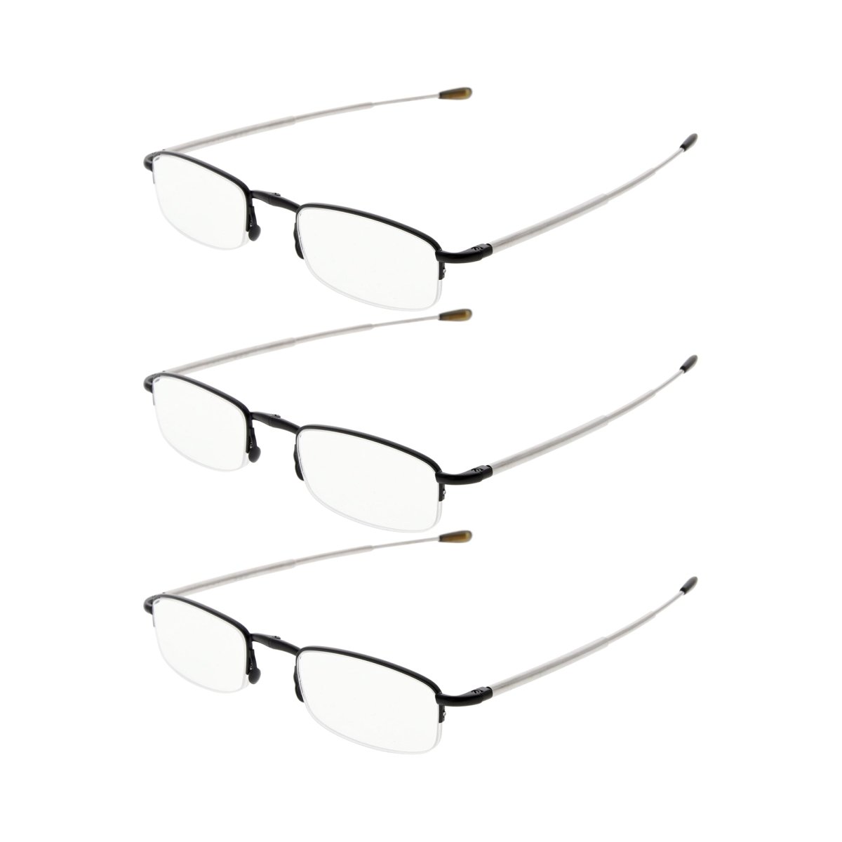 Reading Glasses Half rim Fold up Telescopic Arms 3 Pack Women Men eyekeeper