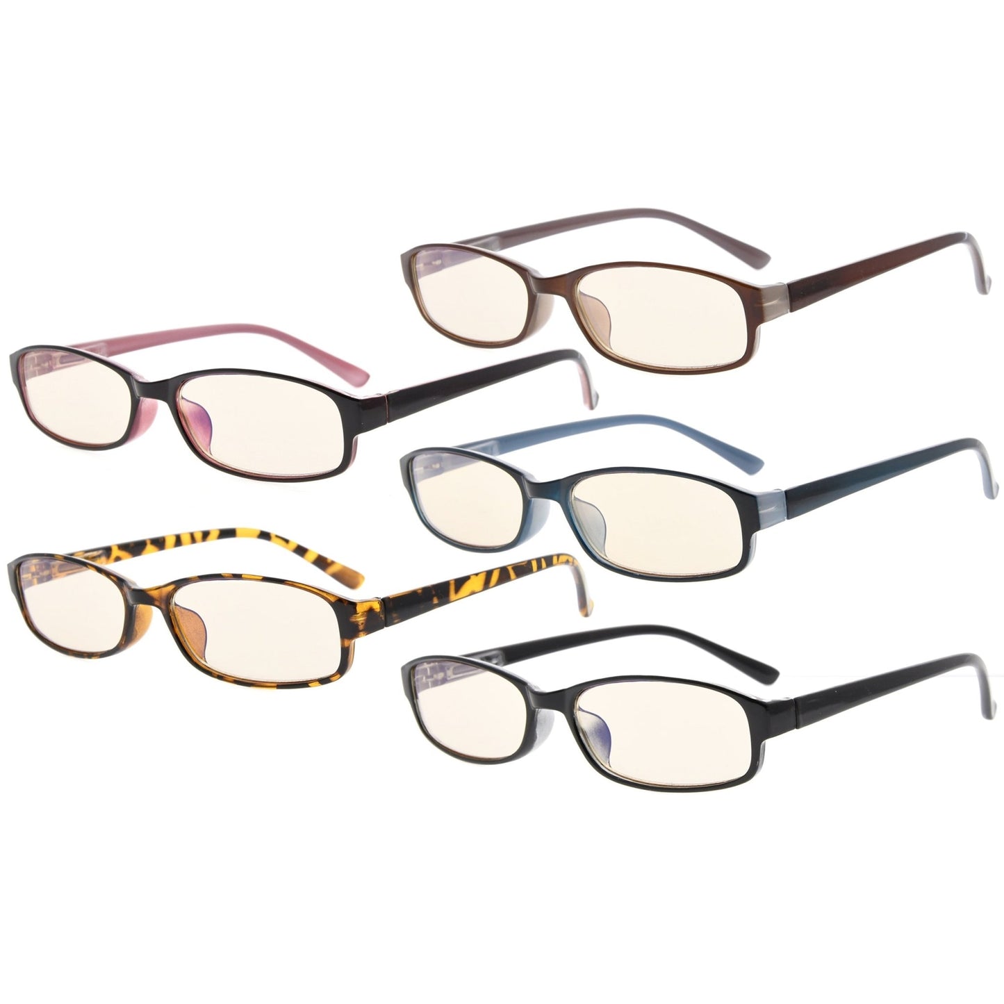5 Pack Small Lens Computer Reading Glasses Women Men UVR908K