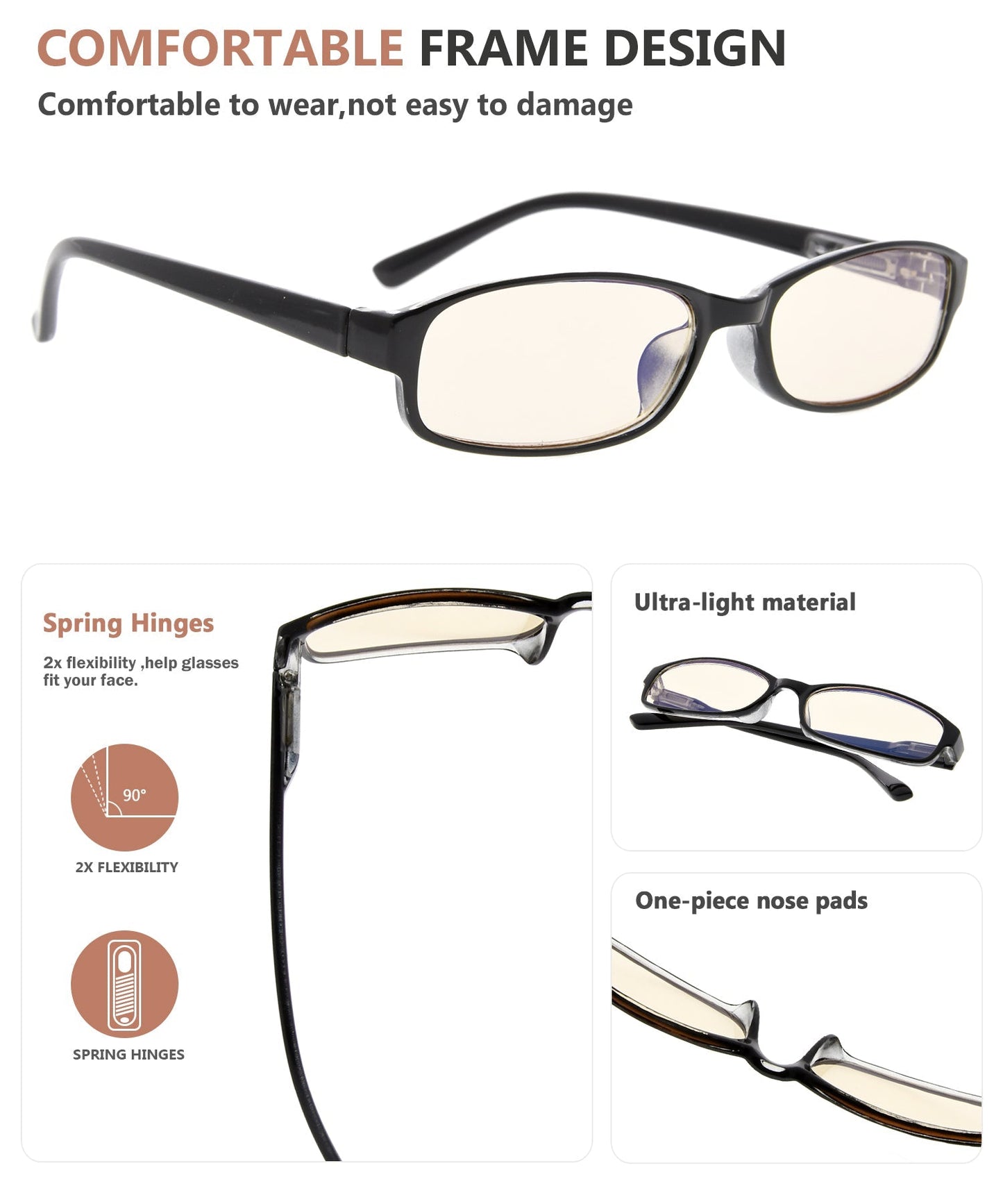 5 Pack Small Lens Computer Reading Glasses Women Men UVR908K