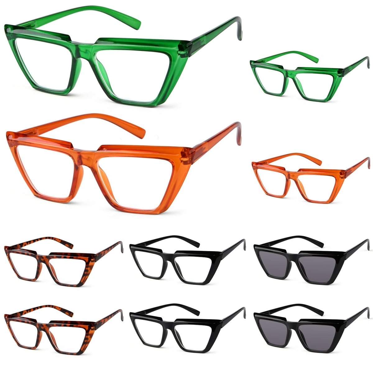 10 Pack Cat - Eye Large Reading Glasses Include 2 Reading Sunglasses R2138eyekeeper.com