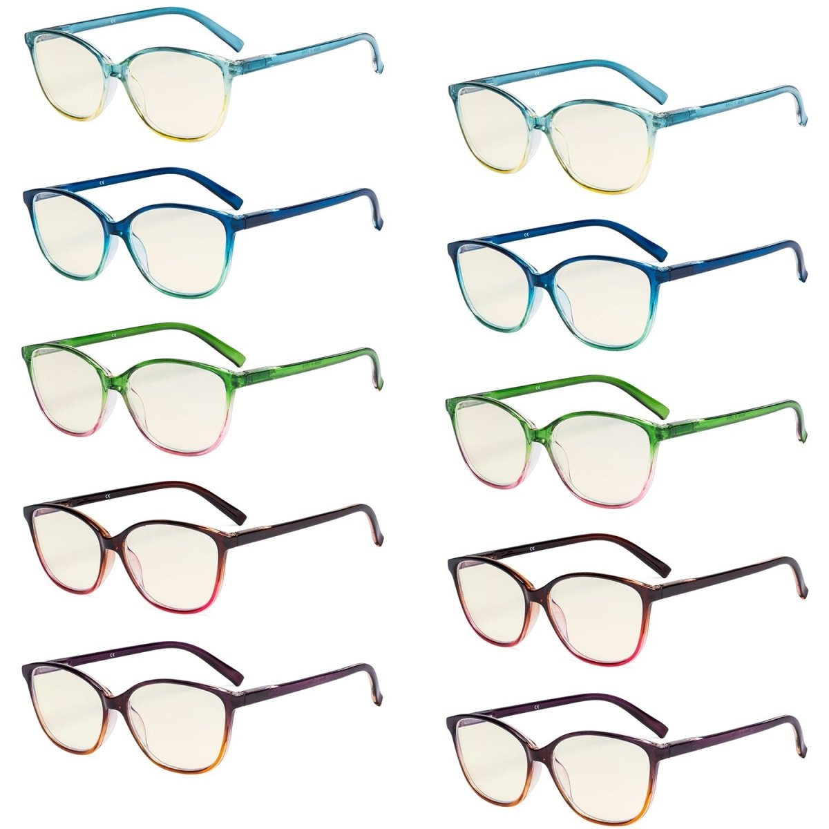 10 Pack Cat Eye Two - tone Blue Light Filter Readers UVRFH2eyekeeper.com