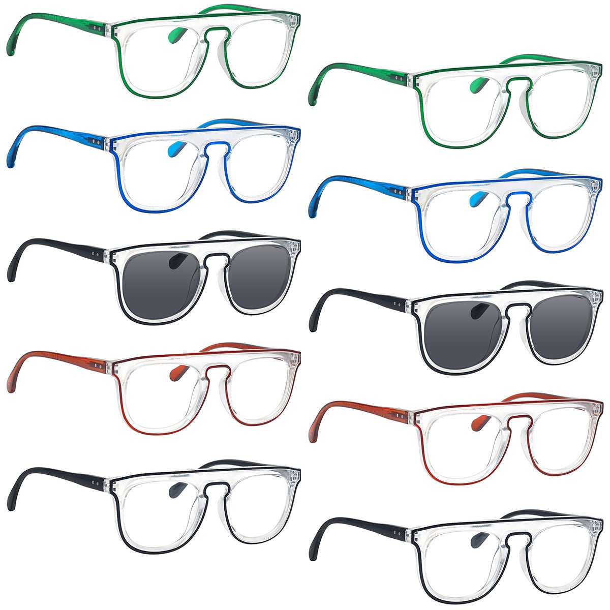 10 Pack Double Color Stylish Reading Glasses Line Design Readers R2122eyekeeper.com