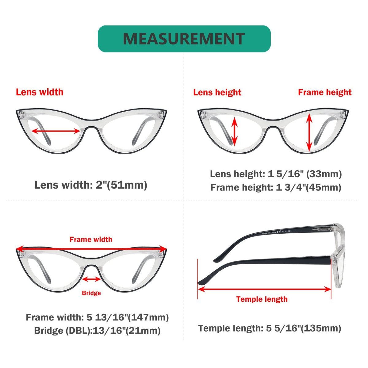 10 Pack Fashion Cat - eye Contrast Color Reading Glasses R2121eyekeeper.com