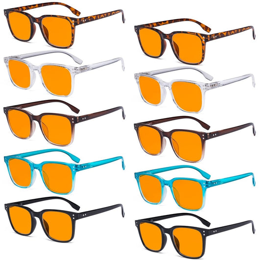 10 Pack Orange Tinted Blue Light Blocking Reading Glasses DST1804eyekeeper.com