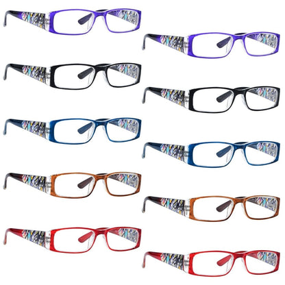 10 Pack Pattern Print Reading Glasses with Spring Hinges R006Deyekeeper.com