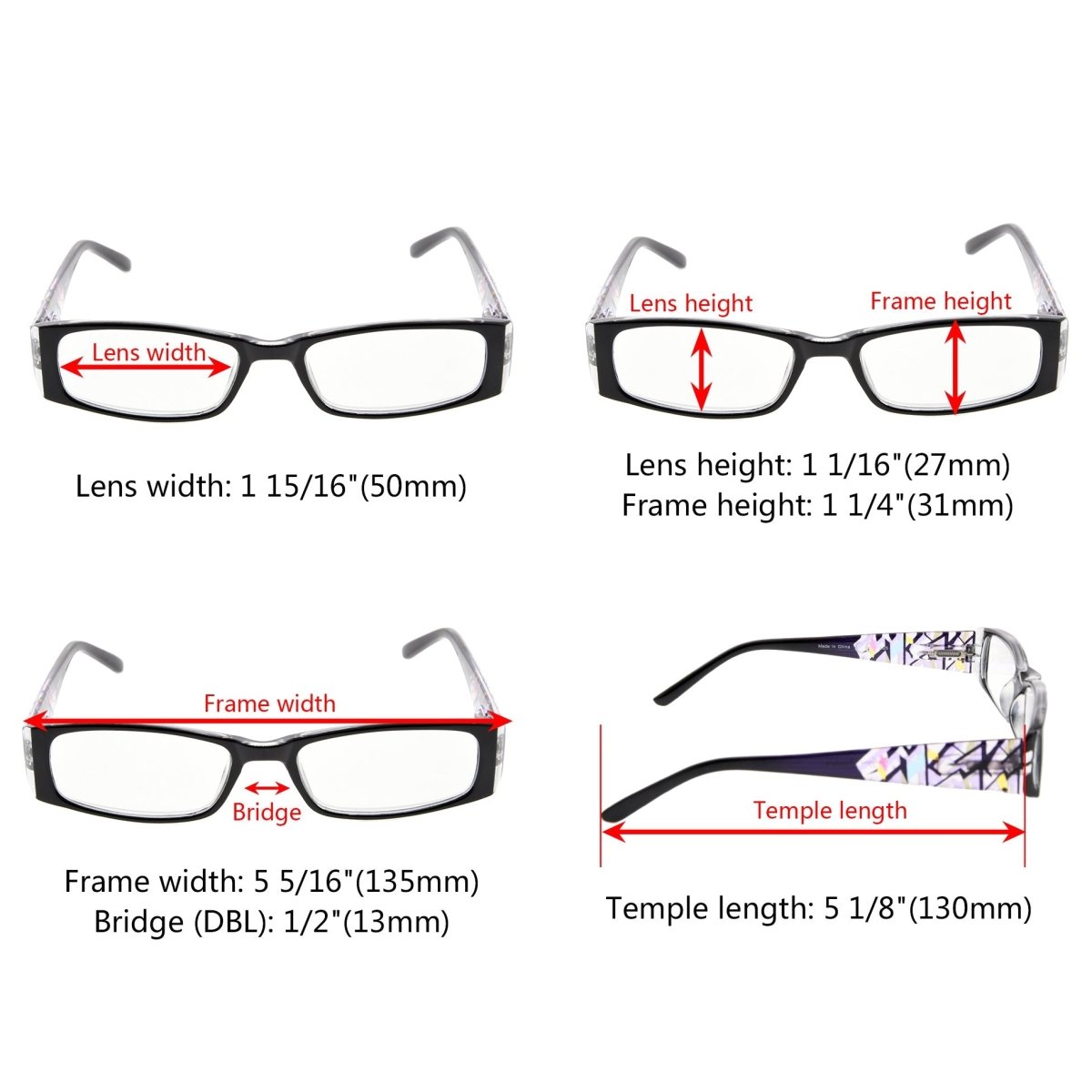 10 Pack Pattern Print Reading Glasses with Spring Hinges R006Deyekeeper.com