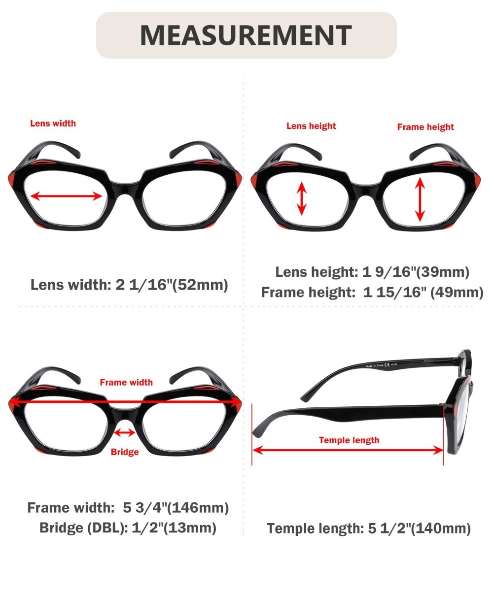 10 Pack Polygon Reading Glasses Fashion Readers R2129eyekeeper.com