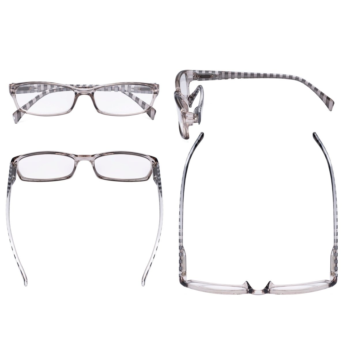 10 Pack Rectangle Reading Glasses with Stripe Arms RT1803Seyekeeper.com