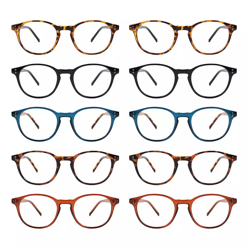 10 Pack Round Reading Glasses Fashion Eyeglasses R9115Aeyekeeper.com