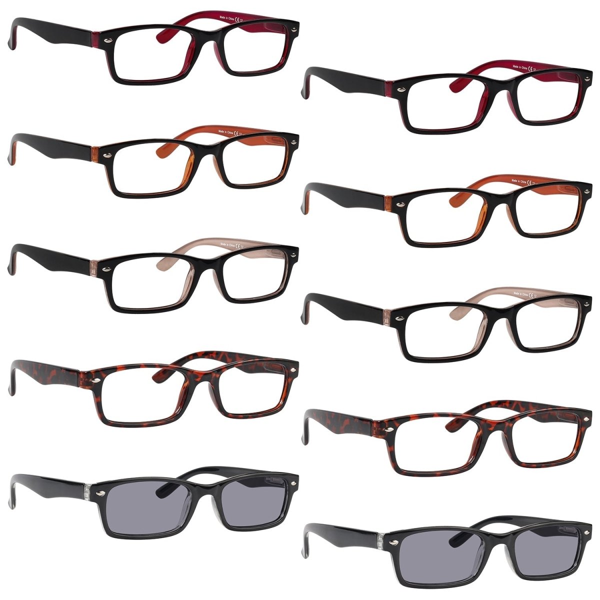 10 Pack Spring Hinges Readers Include Reading Sunglasses R055eyekeeper.com