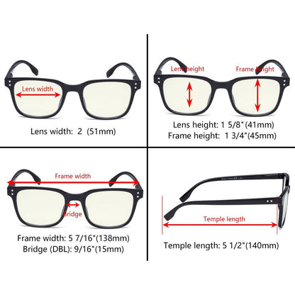 10 Pack Square Stylish Blue Light Filter Reading Glasses UVRT1804eyekeeper.com