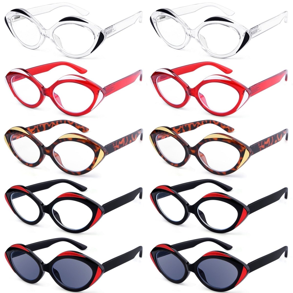 10 Pack Stylish Oval Fully Magnified Reading Glasses R2128eyekeeper.com