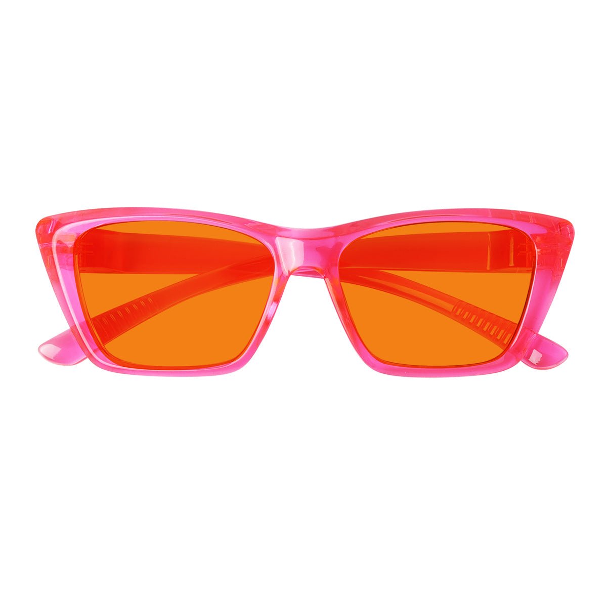 100% Blue Blocking Glasses Orange Lens Cat - eye Metalless Screwless R2514 - B98eyekeeper.com