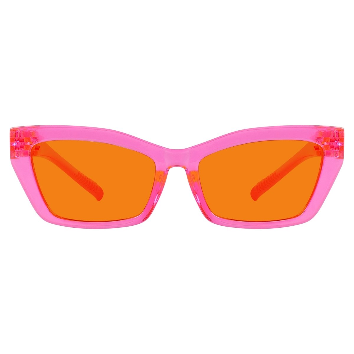 100% Blue Blocking Glasses Orange Lens Cat - eye Metalless Screwless R2516 - B98eyekeeper.com