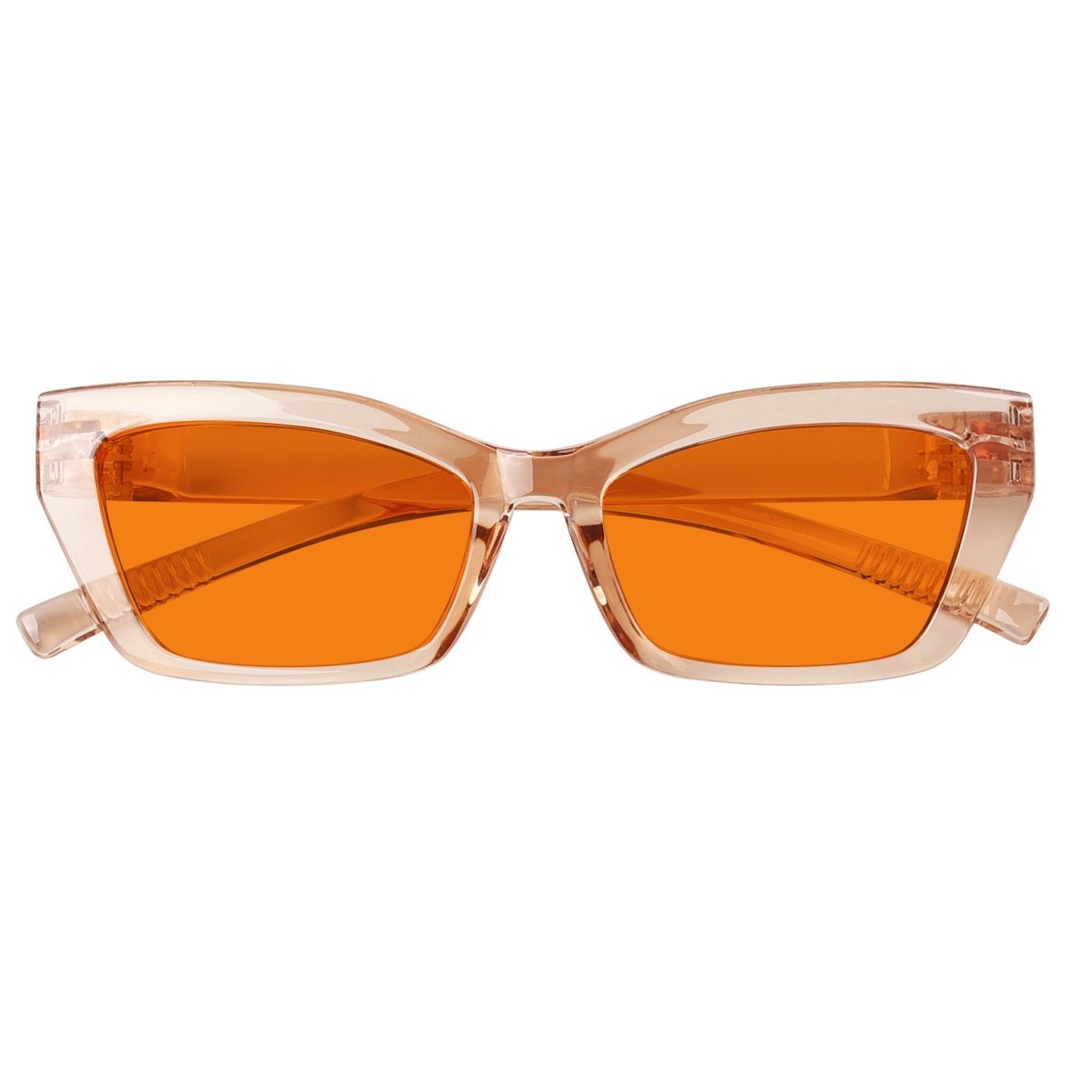 100% Blue Blocking Glasses Orange Lens Cat - eye Metalless Screwless R2516 - B98eyekeeper.com