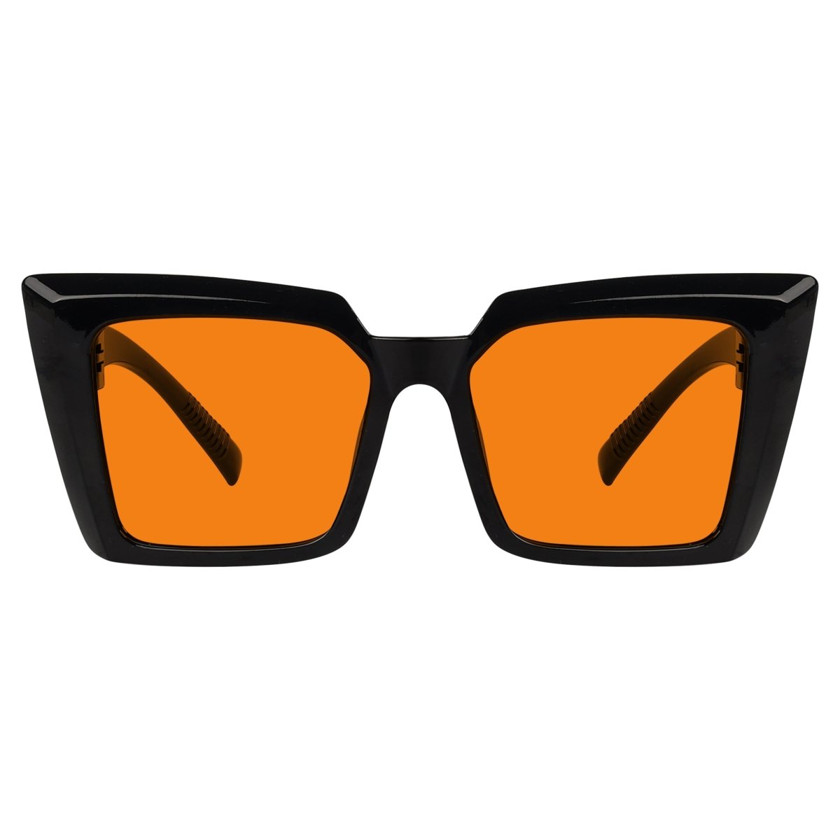 100% Blue Blocking Glasses Oversize Orange Lens Cat - eye Metalless Screwless Eyewear NR2141 - B98eyekeeper.com