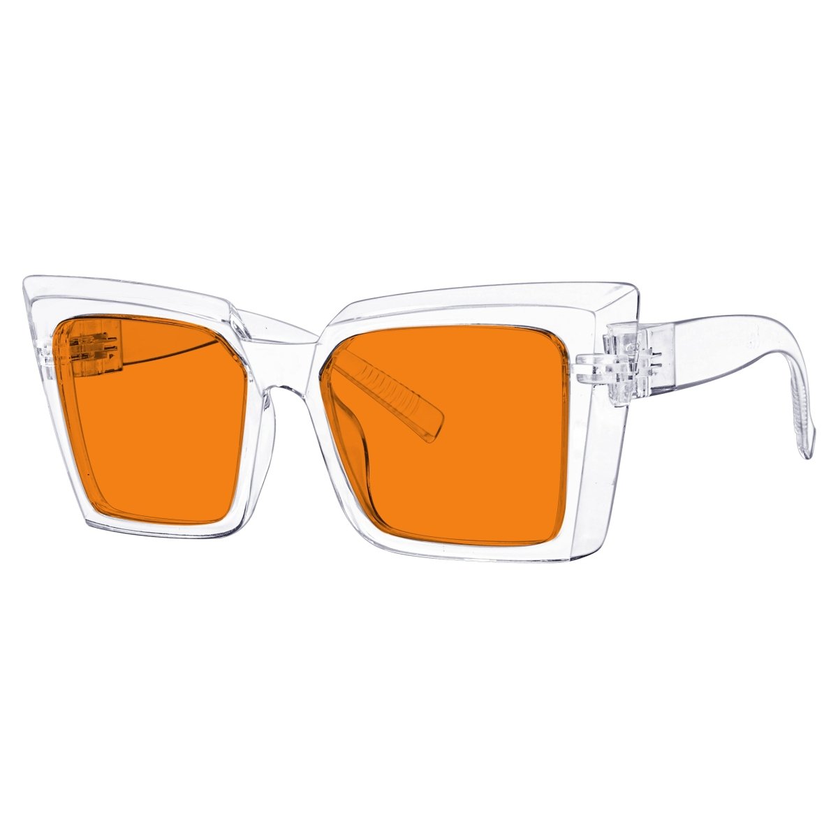 100% Blue Blocking Glasses Oversize Orange Lens Cat - eye Metalless Screwless Eyewear NR2141 - B98eyekeeper.com