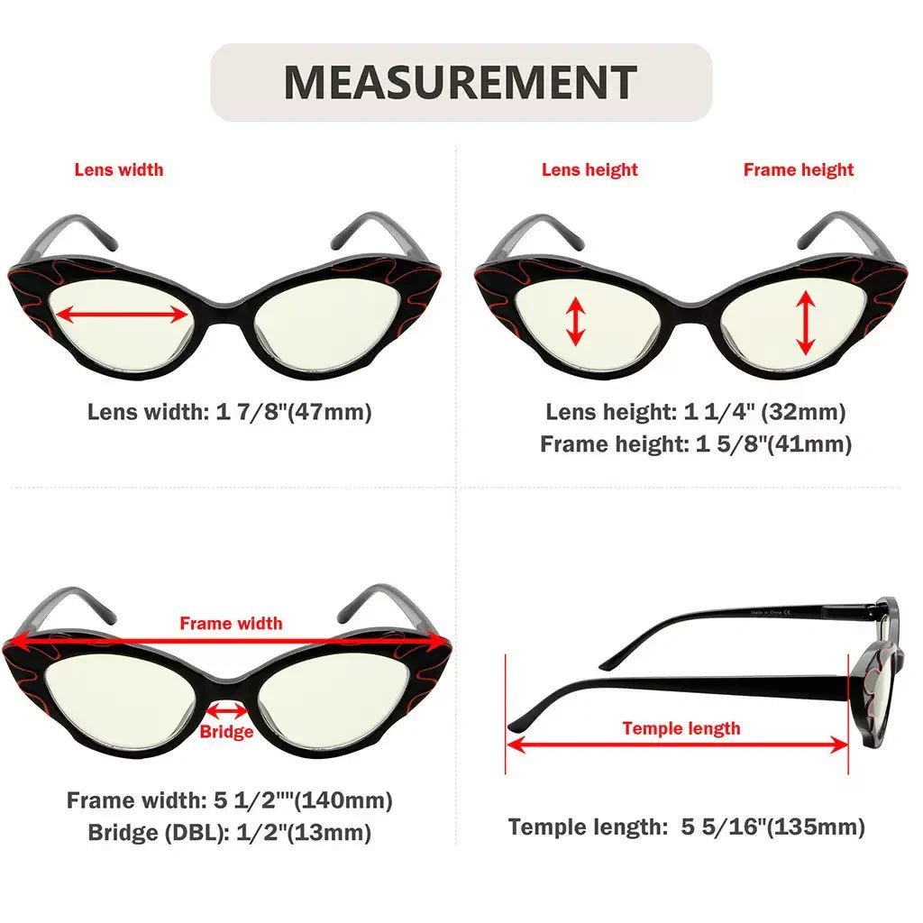 12 Pack Cat Eye Blue Light Blocking Reading Glasses UV2116eyekeeper.com