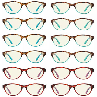 12 Pack Cat Eye Blue Light Filter Pattern Computer Readers UVR074Deyekeeper.com