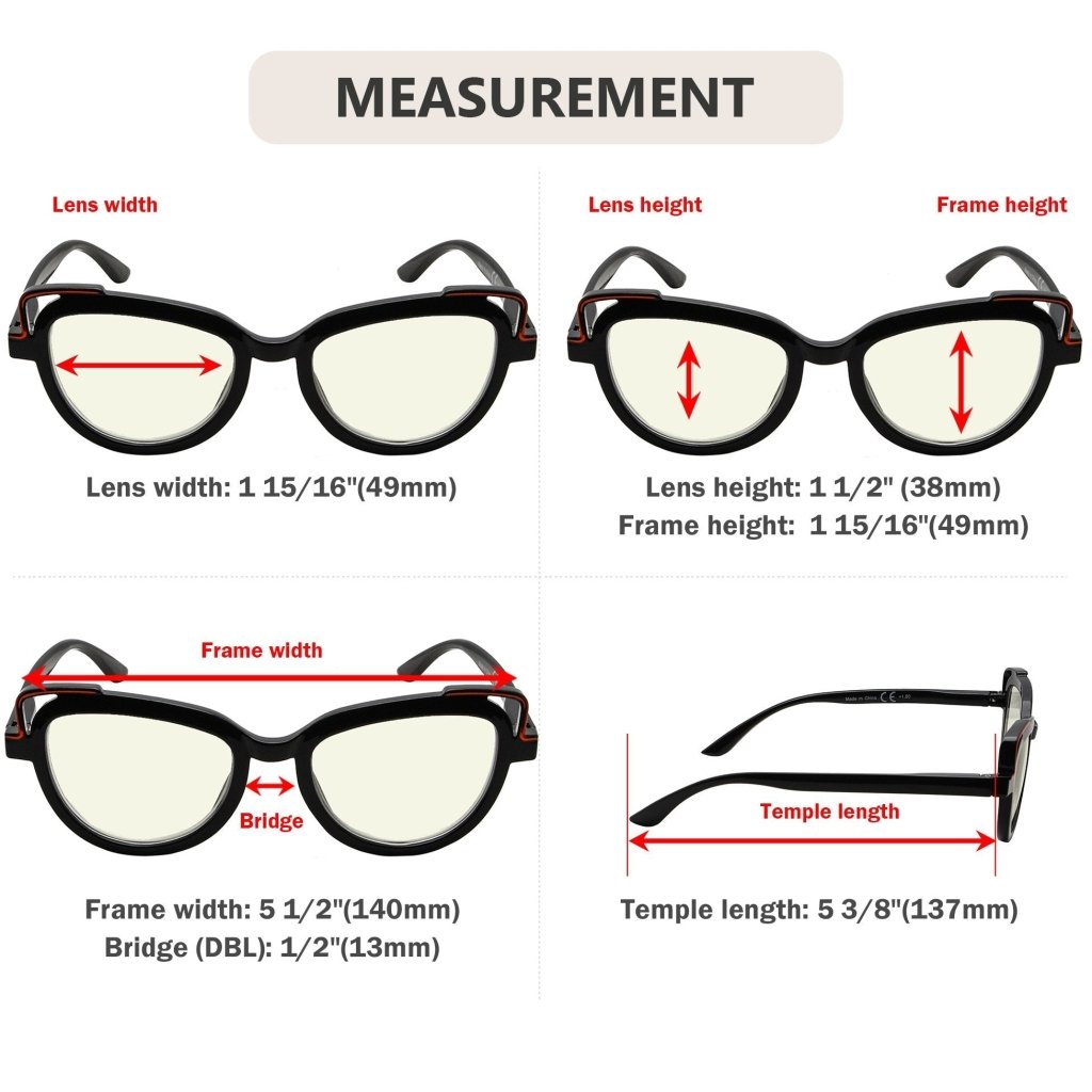 12 Pack Fashionable Cat - eye Blue Light Filter Reading Glasses UV2113eyekeeper.com