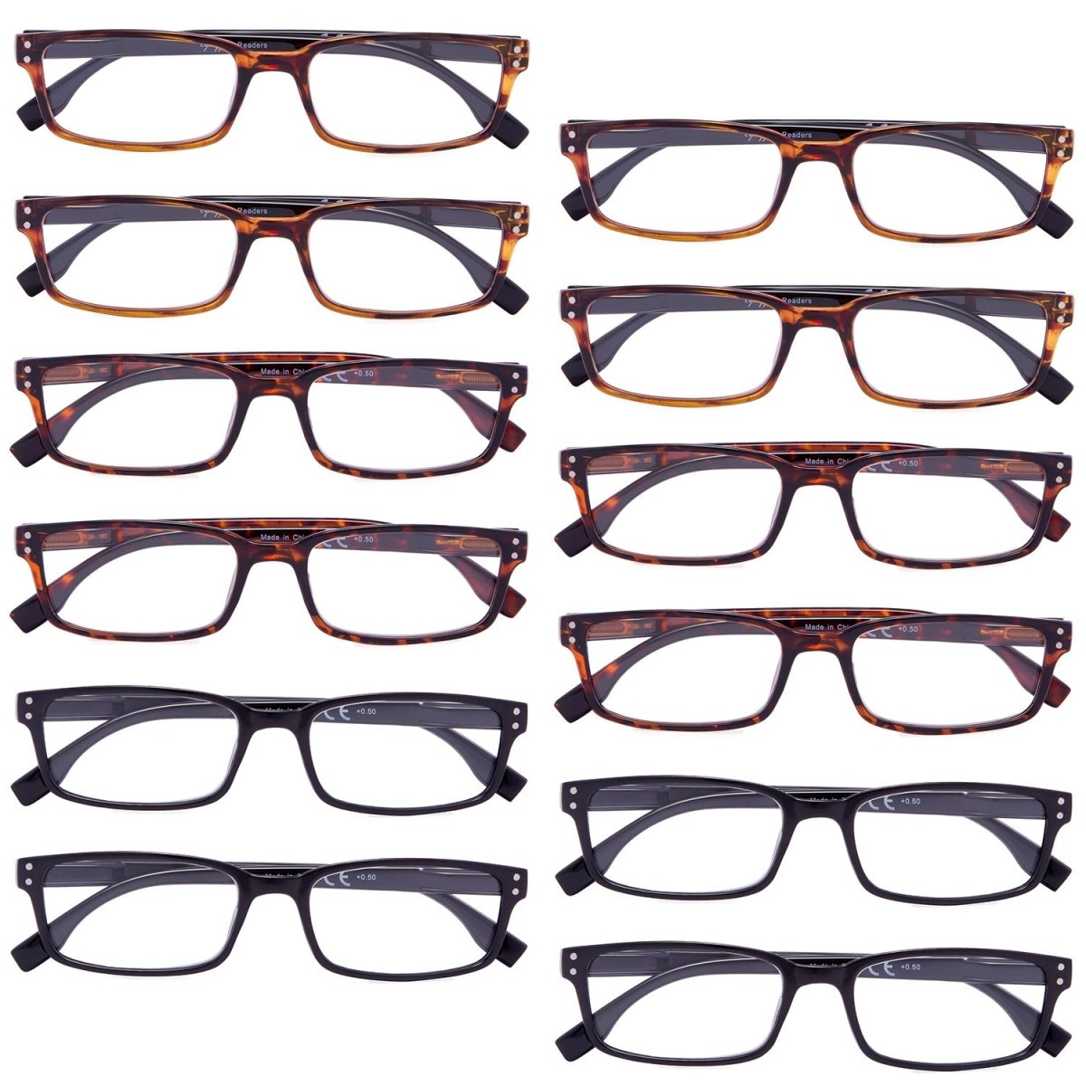 12 Pack Reading Glasses Classic Readers with Spring Hinges R097eyekeeper.com