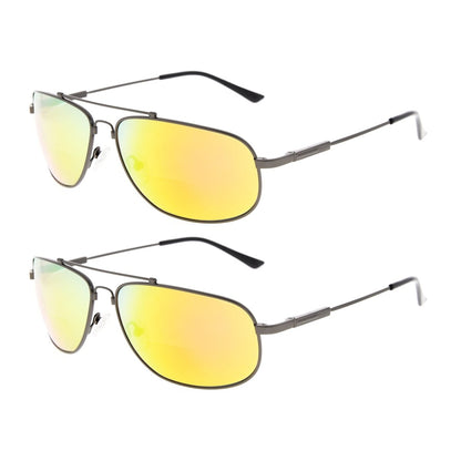 2 Pack Modern Metal Bifocal Reading Sunglasses Chic Readers SG1803eyekeeper.com