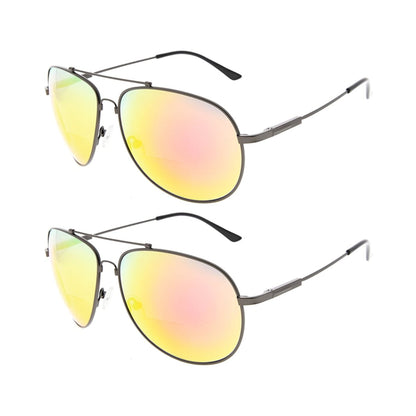 2 Pack Pilot Full Rim Bifocal Reading Sunglasses Chic Readers SG1802eyekeeper.com