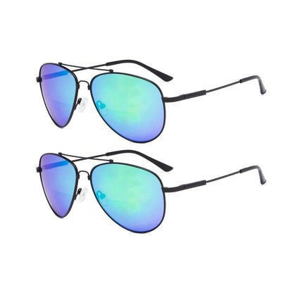 2 Pack Pilot Metal Bifocal Reading Sunglasses Chic Readers SG1804eyekeeper.com